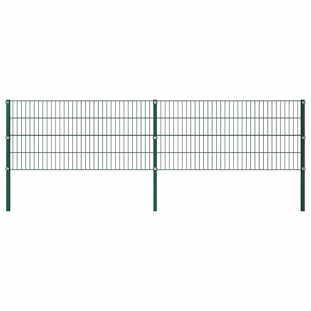 Schuttingpaneel met palen ijzer 349x80 cm groen