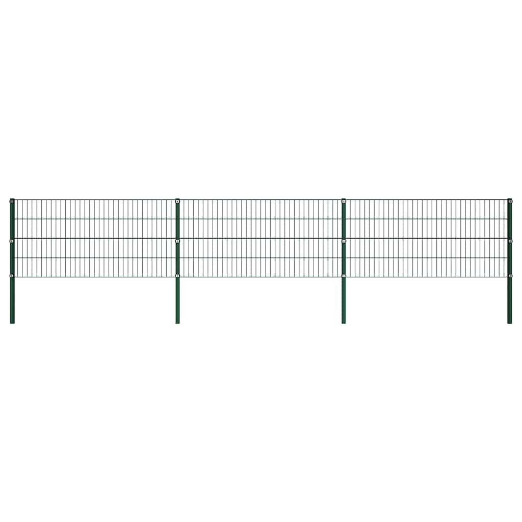 Schuttingpaneel met palen ijzer 522x80 cm groen