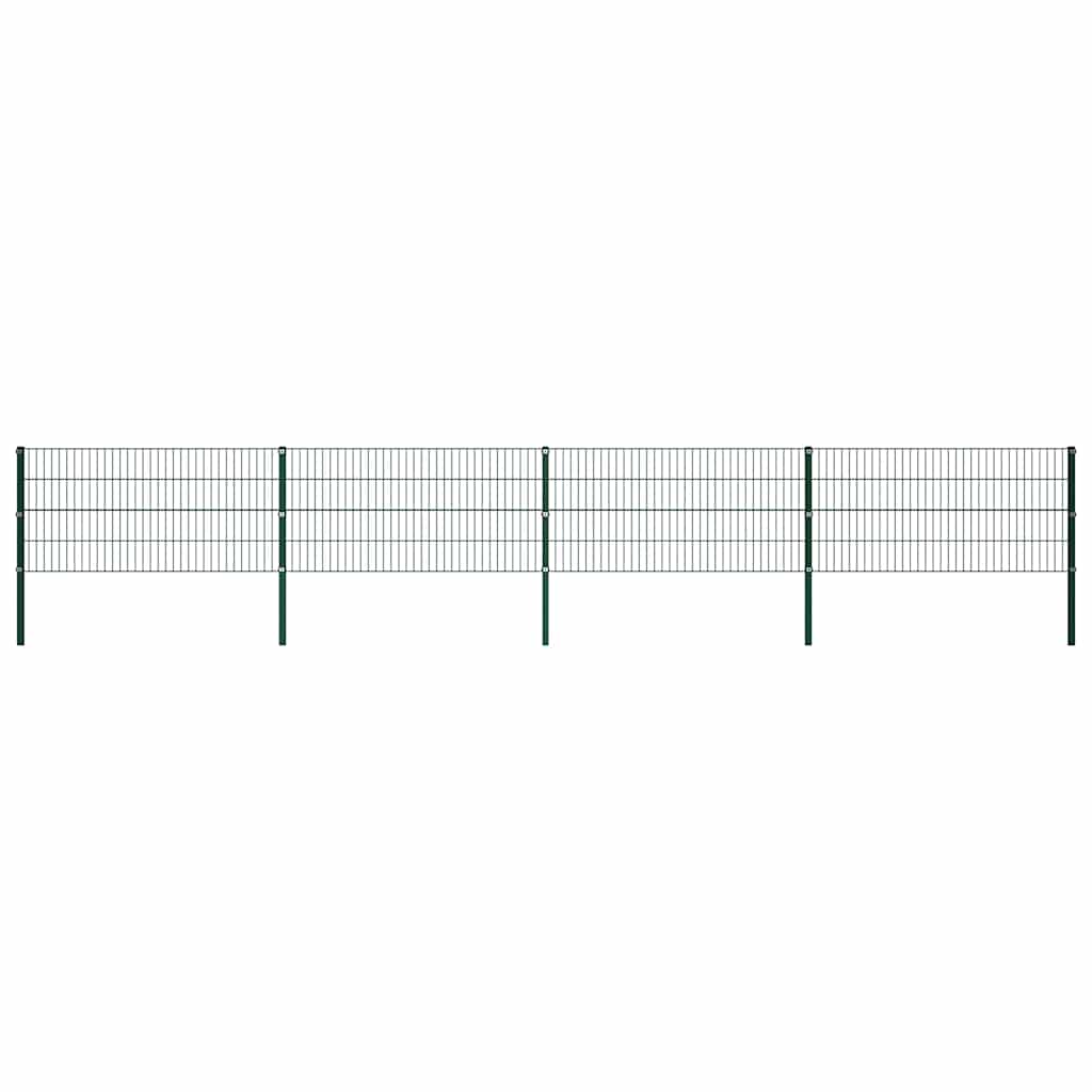 Schuttingpaneel met palen ijzer 694,5x80 cm groen