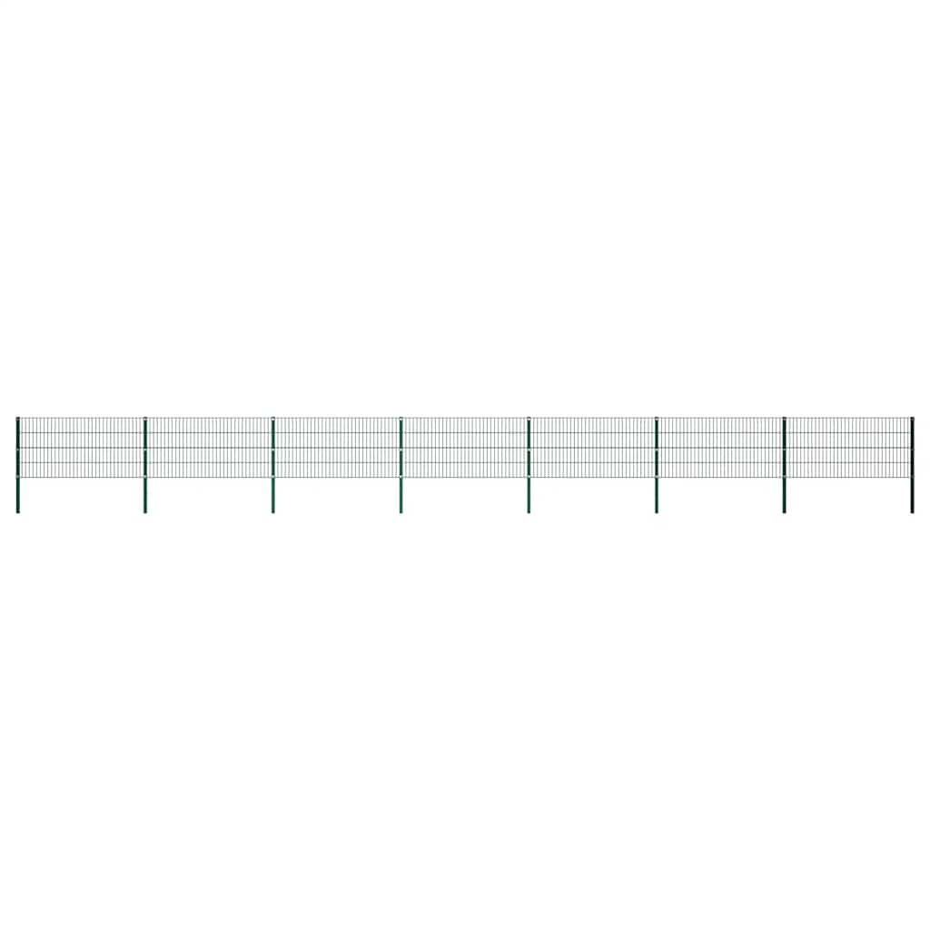 Schuttingpaneel met palen ijzer 1212x80 cm groen – afbeelding 1