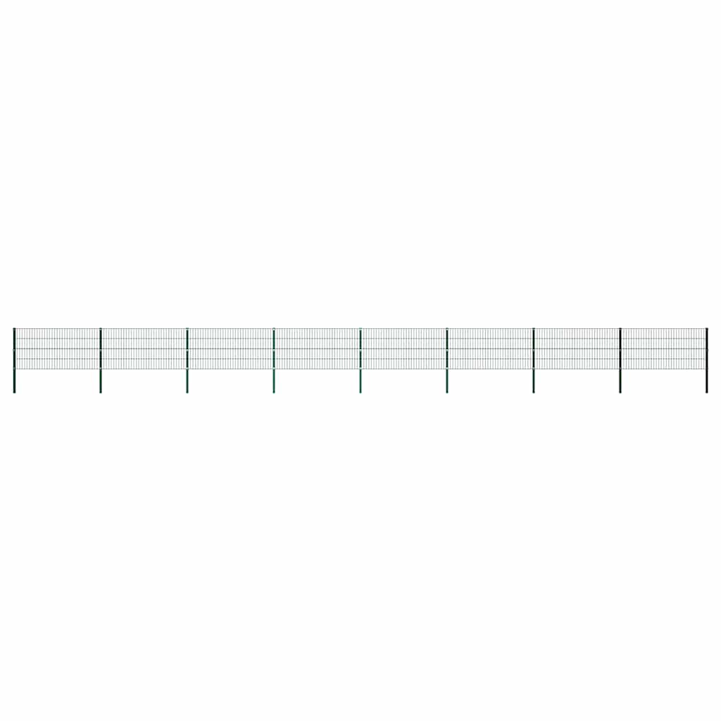 Schuttingpaneel met palen ijzer 1385x80 cm groen – afbeelding 1
