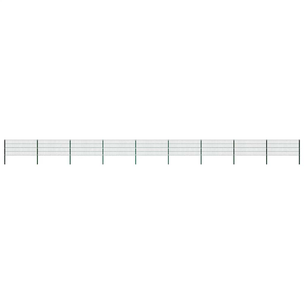 Schuttingpaneel met palen ijzer 1557,5x80 cm groen – afbeelding 1