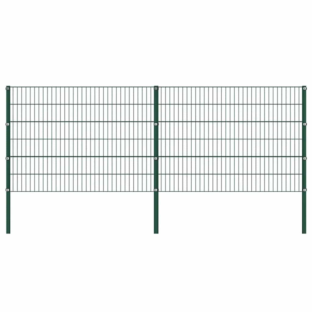 Schuttingpaneel met palen ijzer 349x120 cm groen – afbeelding 1