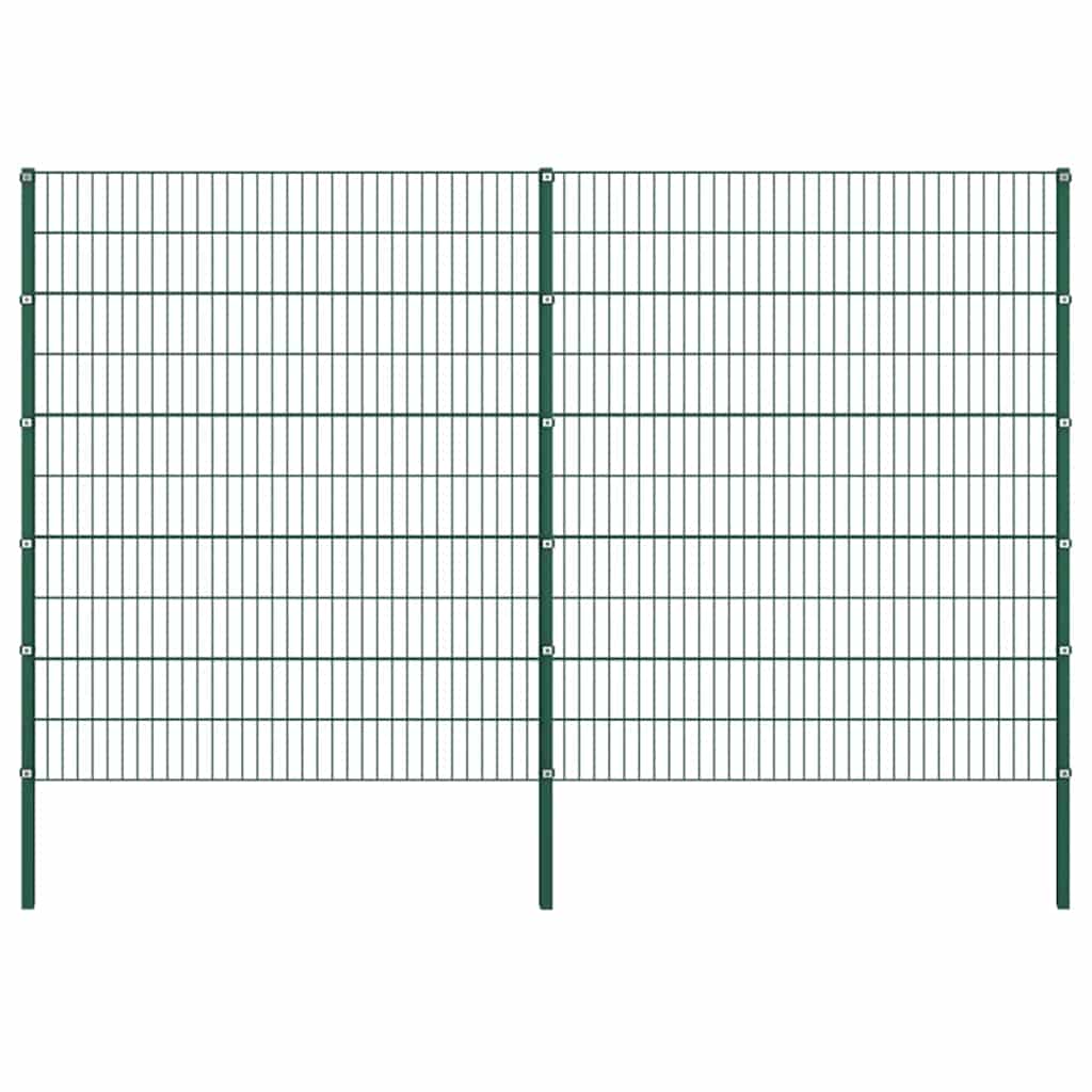 Schuttingpaneel met palen ijzer 349x200 cm groen – afbeelding 1