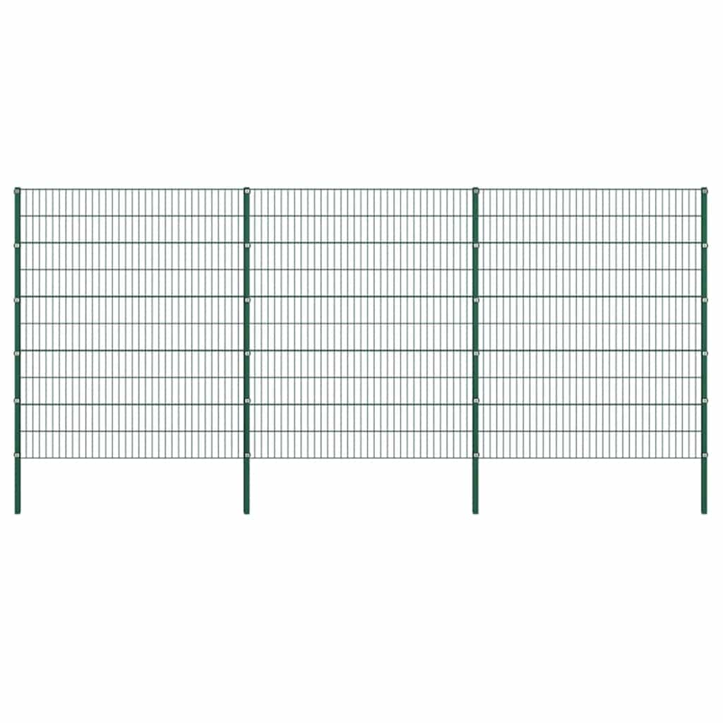 Schuttingpaneel met palen ijzer 522x200 cm groen – afbeelding 1