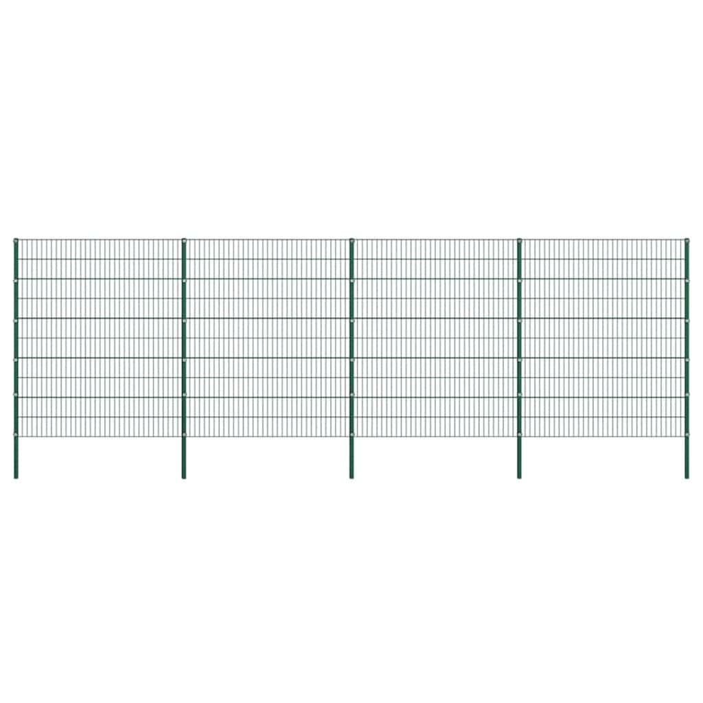 Schuttingpaneel met palen ijzer 867x200 cm groen