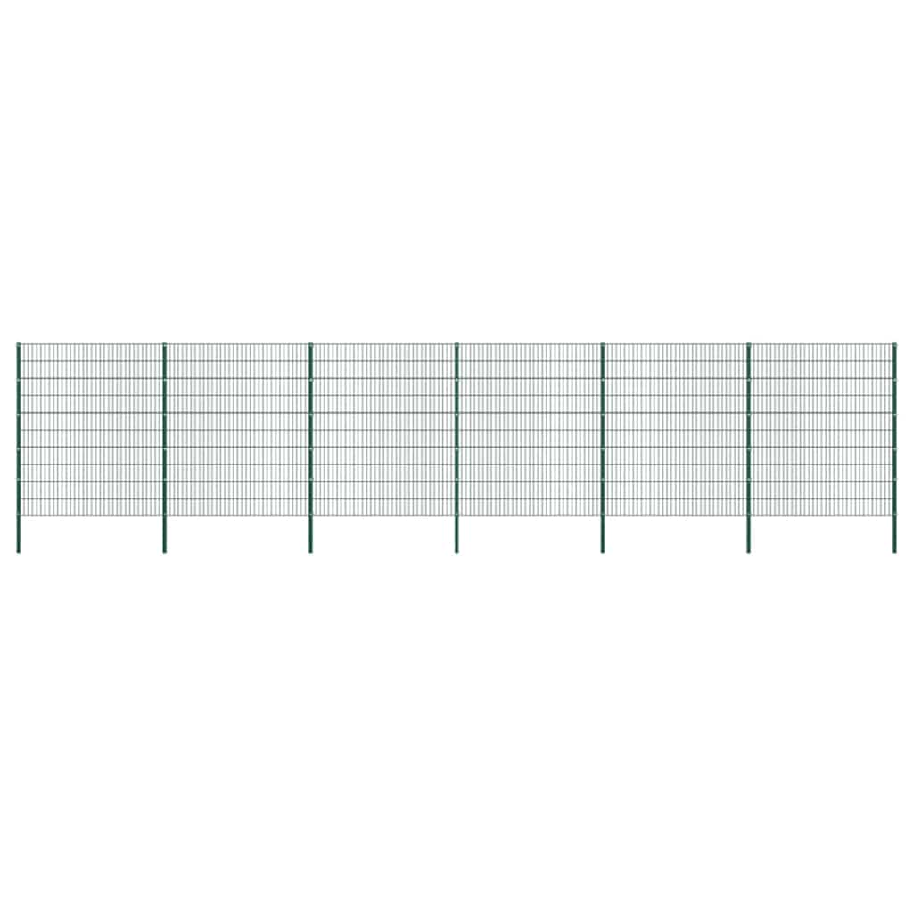 Schuttingpaneel met palen ijzer 1040x200 cm groen