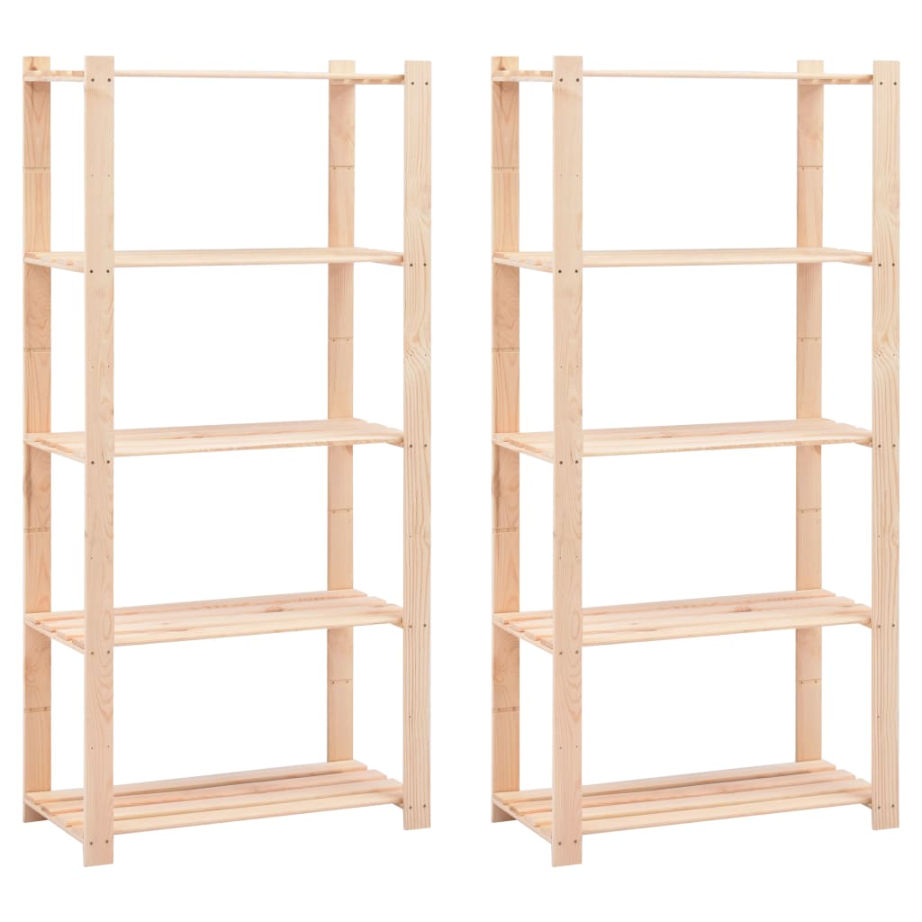 Opbergrekken 5-laags 2 st 80x38x170 cm grenenhout 250 kg