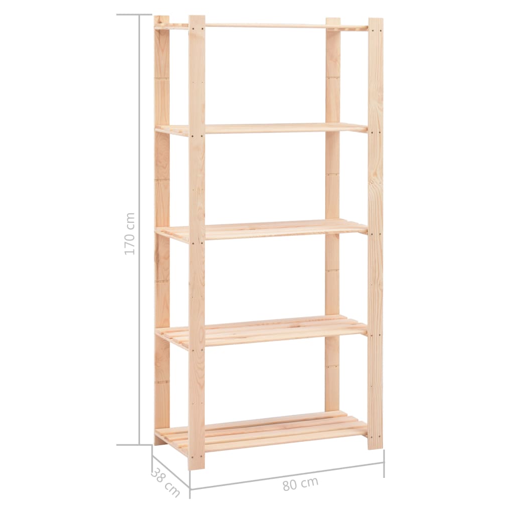 Opbergrekken 5-laags 2 st 80x38x170 cm grenenhout 250 kg – afbeelding 8