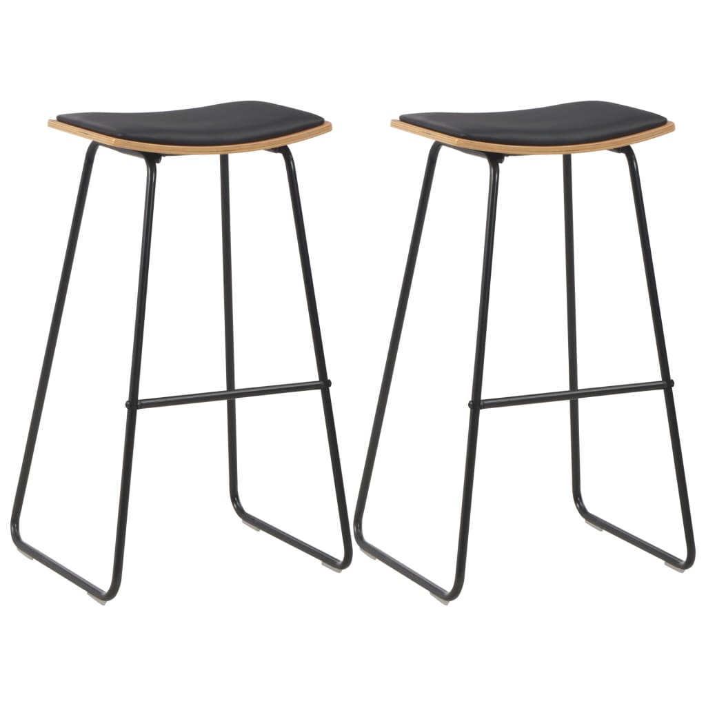 Barstoelen 2 st kunstleer zwart