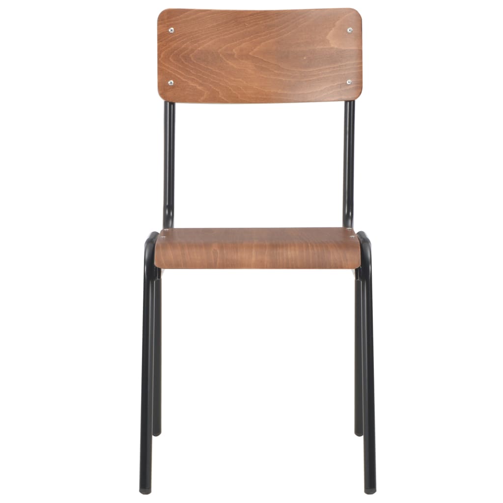 Eetkamerstoelen 4 st massief multiplex staal bruin – afbeelding 2