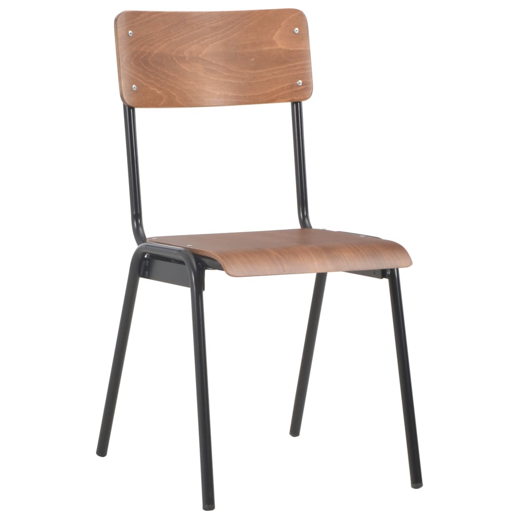 Eetkamerstoelen 4 st massief multiplex staal bruin – afbeelding 3