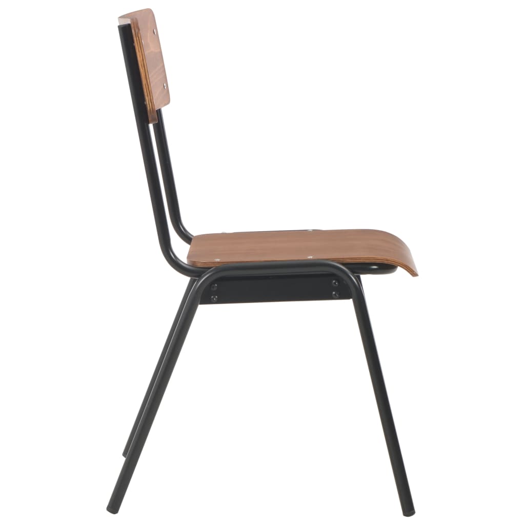 Eetkamerstoelen 4 st massief multiplex staal bruin – afbeelding 4