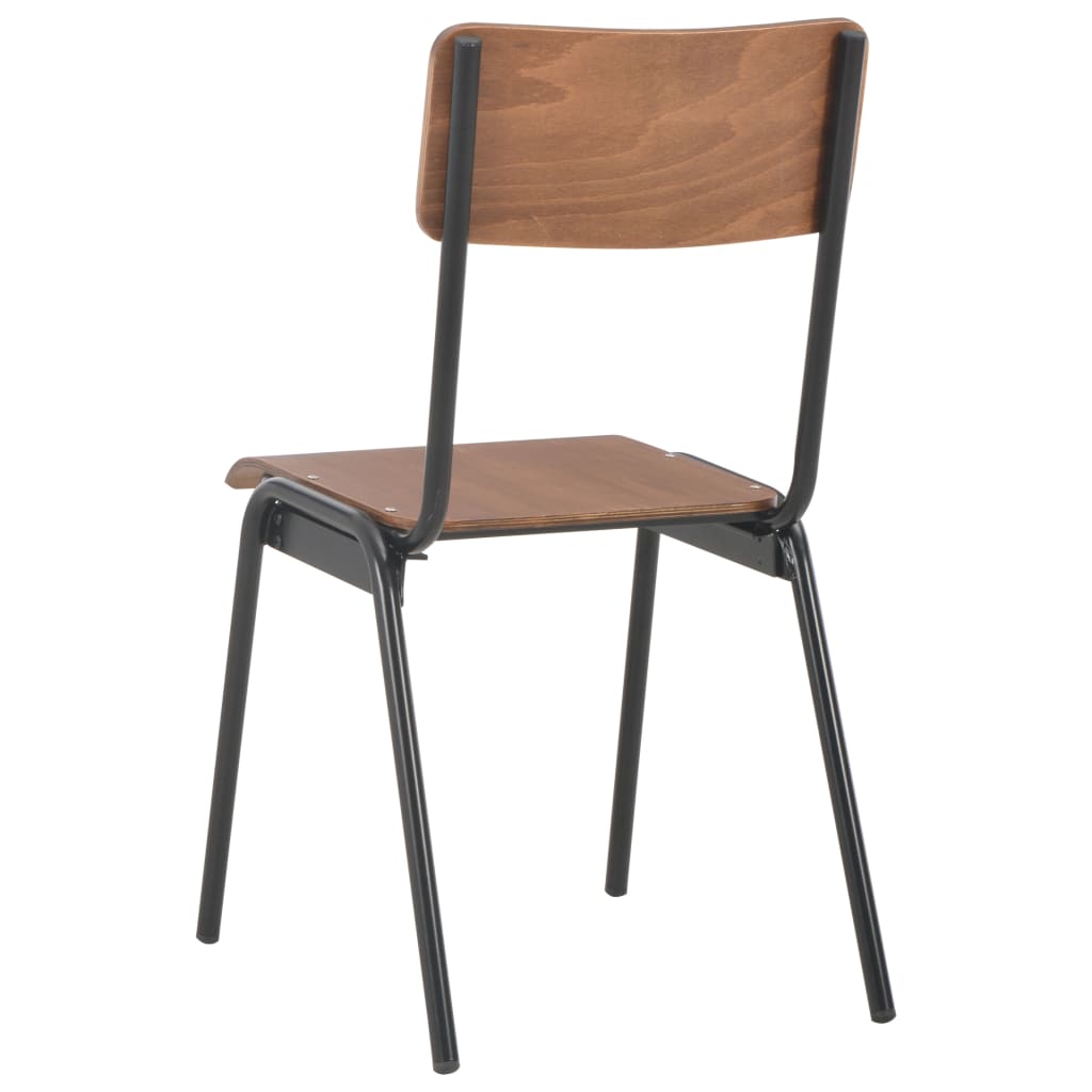 Eetkamerstoelen 4 st massief multiplex staal bruin – afbeelding 5