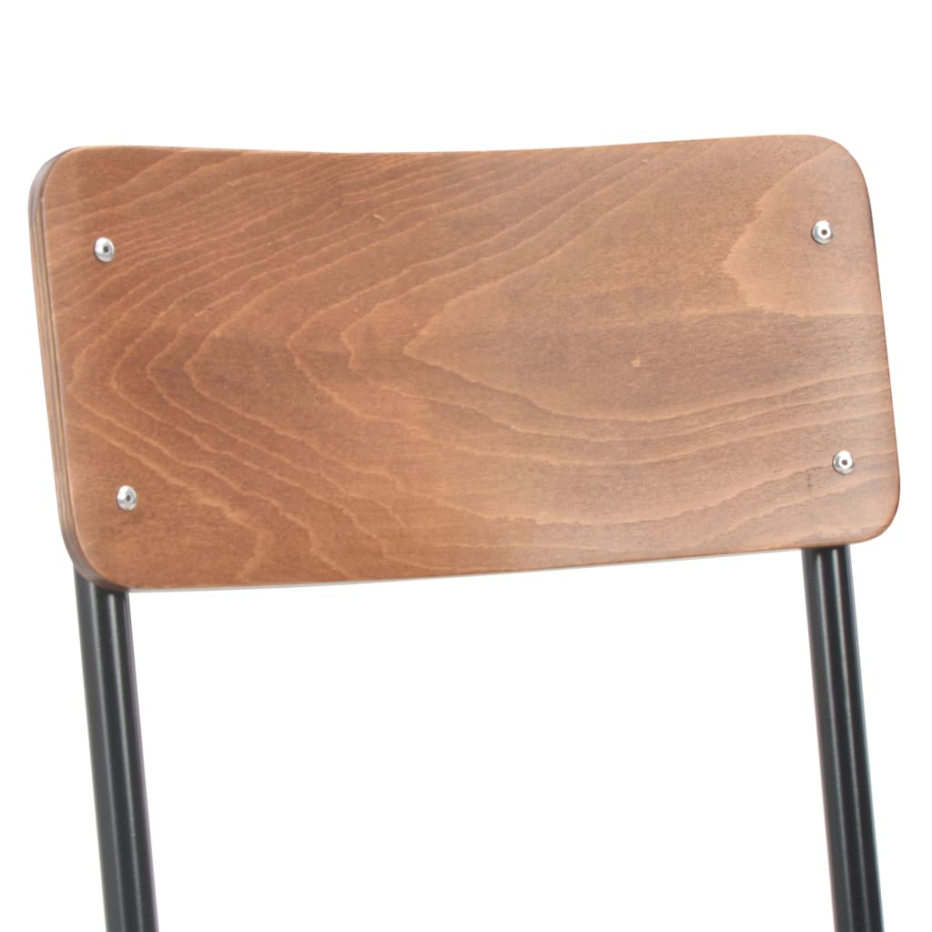 Eetkamerstoelen 4 st massief multiplex staal bruin – afbeelding 6