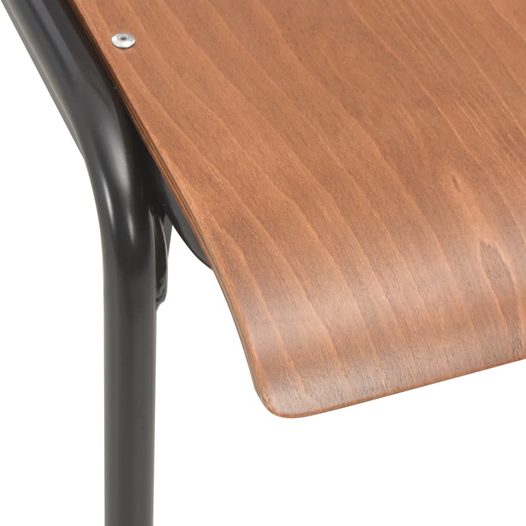 Eetkamerstoelen 4 st massief multiplex staal bruin – afbeelding 7
