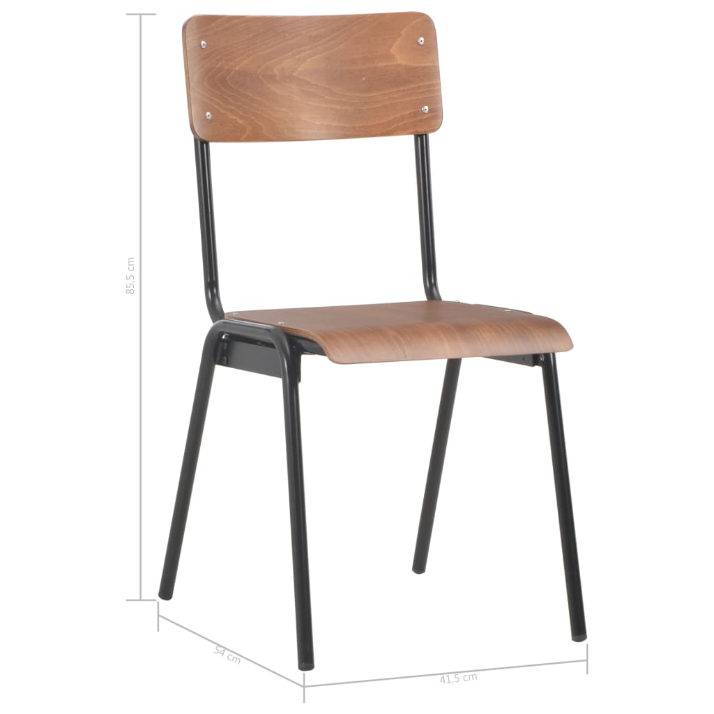 Eetkamerstoelen 4 st massief multiplex staal bruin – afbeelding 8