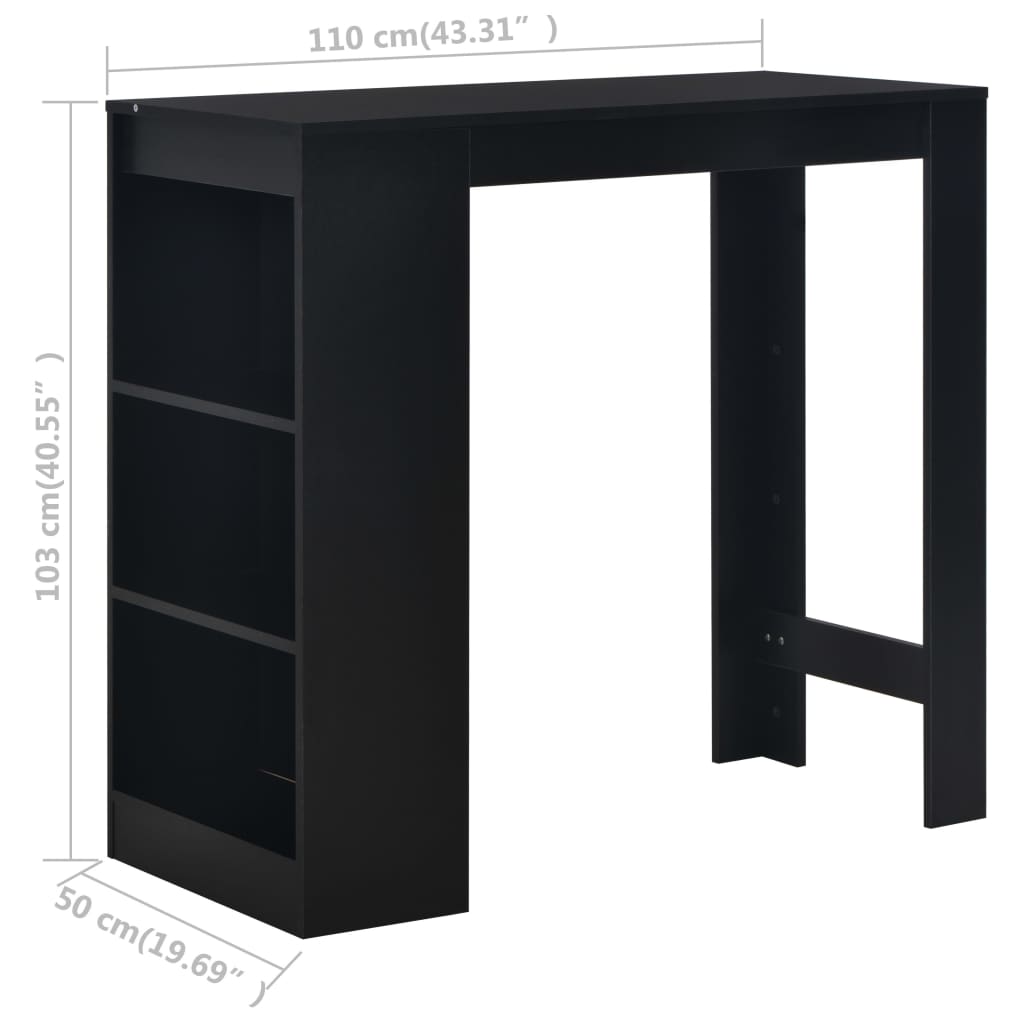 Bartafel met schap 110x50x103 cm zwart – afbeelding 6