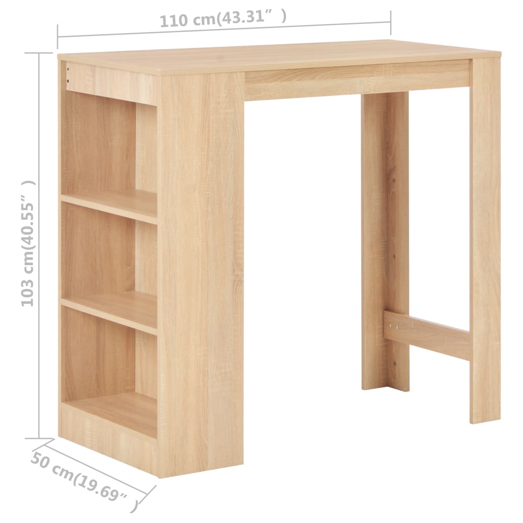 Bartafel met schap 110x50x103 cm eikenkleurig – afbeelding 6