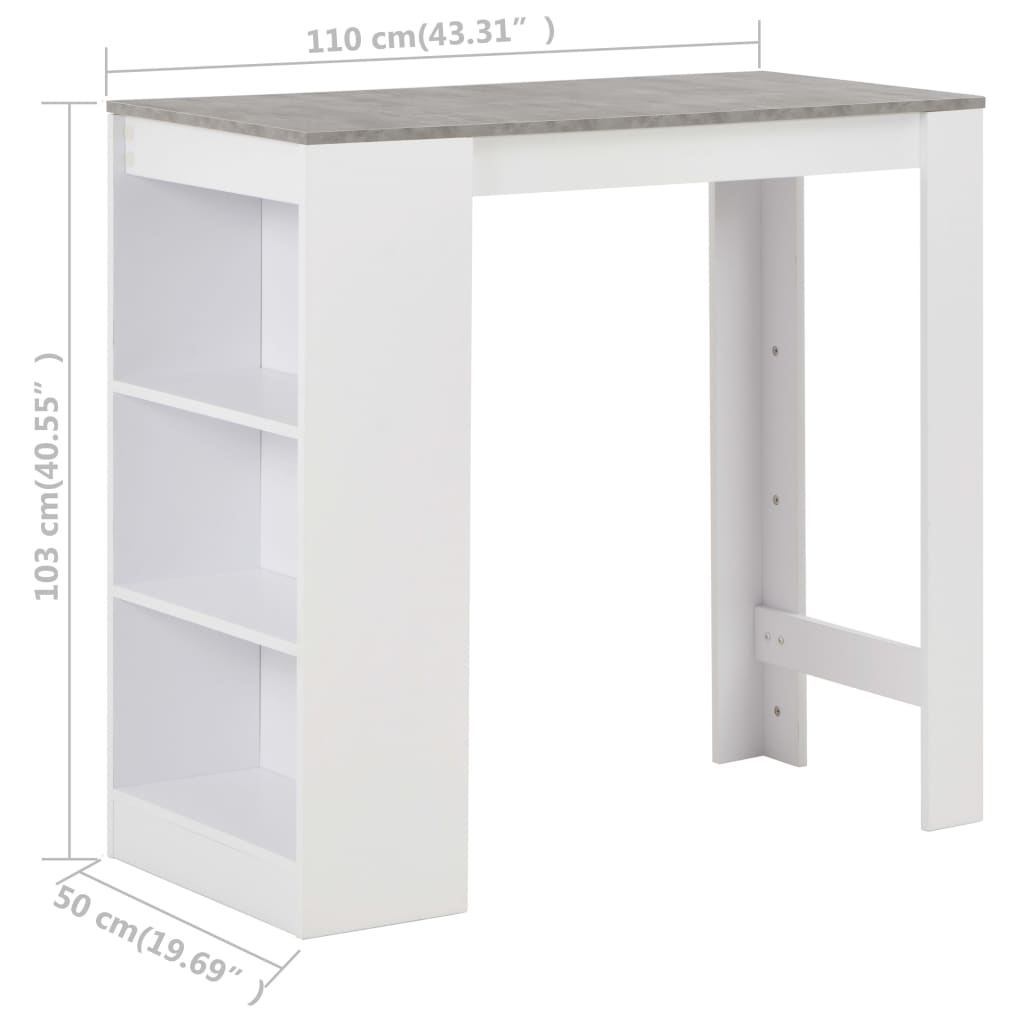 Bartafel met schap 110x50x103 cm wit – afbeelding 6