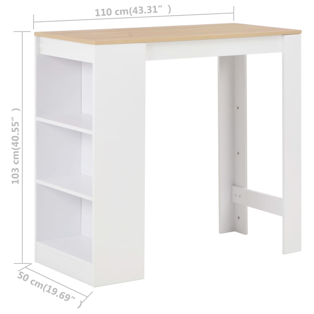 Bartafel met schap 110x50x103 cm wit – afbeelding 6