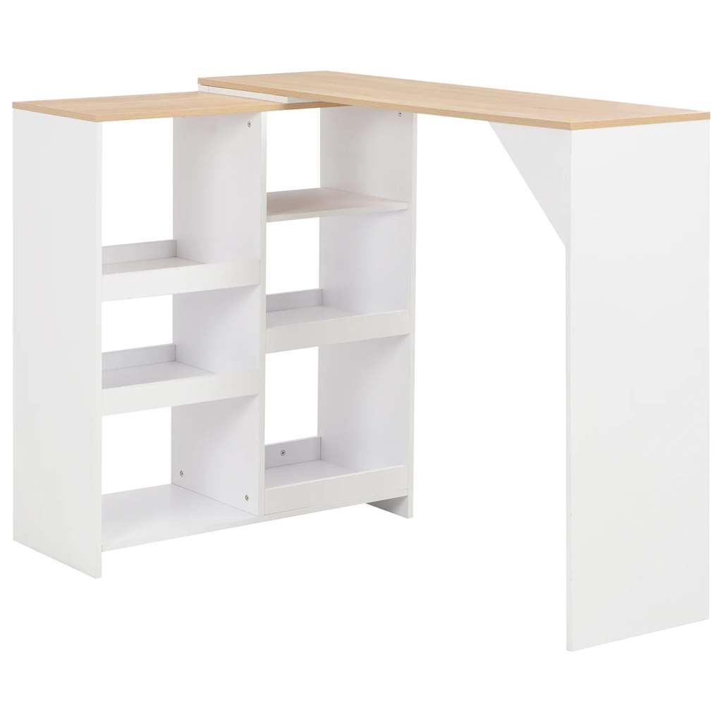 Bartafel met verplaatsbaar schap 138x39x110 cm wit – afbeelding 1