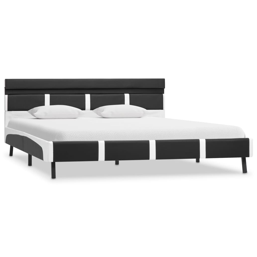 Bedframe met LED kunstleer grijs 140x200 cm – afbeelding 2