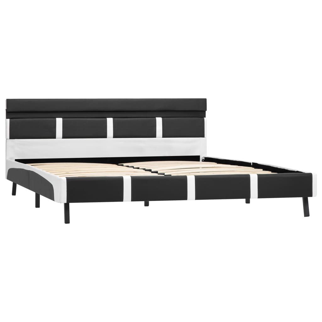 Bedframe met LED kunstleer grijs 140x200 cm – afbeelding 3
