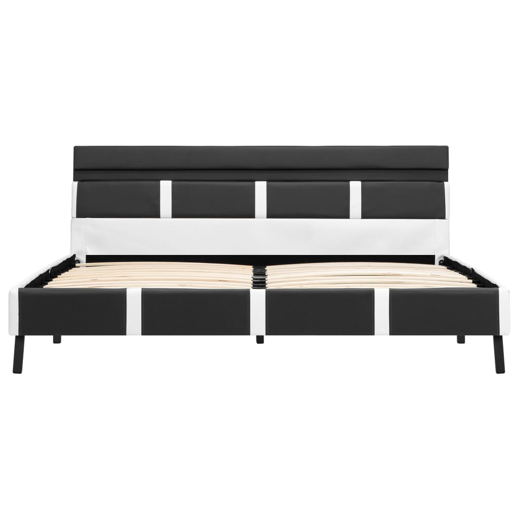 Bedframe met LED kunstleer grijs 140x200 cm – afbeelding 4