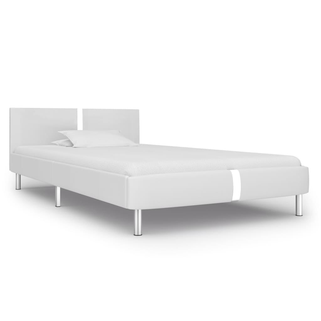 Bedframe kunstleer wit 90x200 cm – afbeelding 1