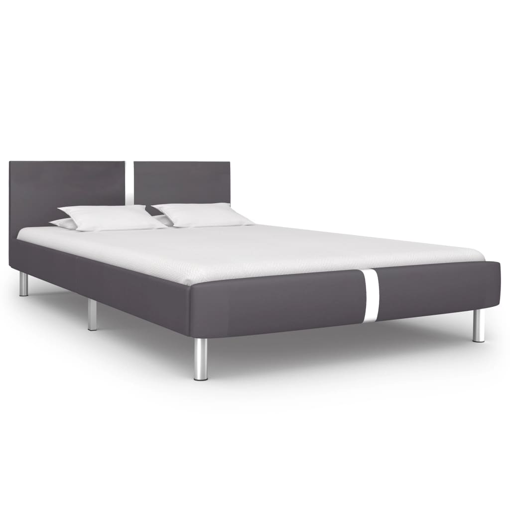 Bedframe kunstleer grijs 140x200 cm – afbeelding 1