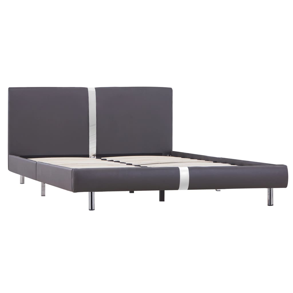 Bedframe kunstleer grijs 140x200 cm – afbeelding 2