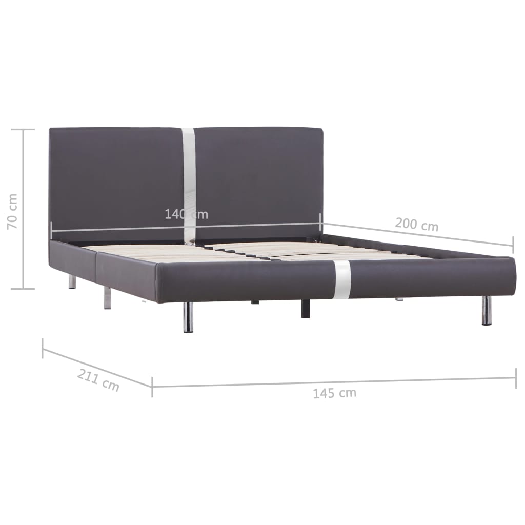 Bedframe kunstleer grijs 140x200 cm – afbeelding 6