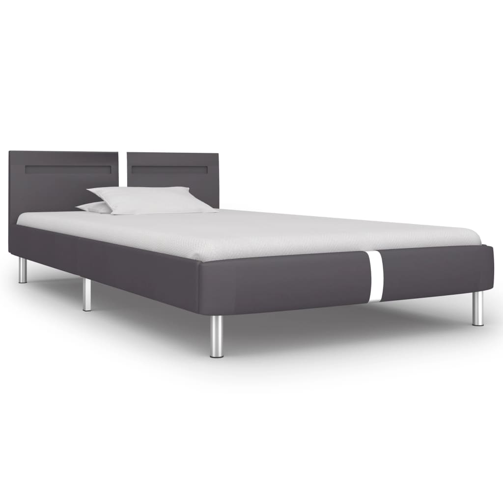 Bedframe met LED kunstleer grijs 90x200 cm – afbeelding 2