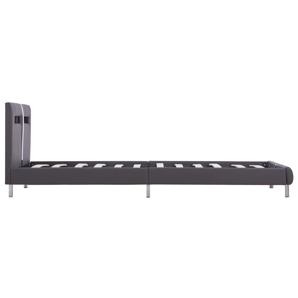 Bedframe met LED kunstleer grijs 90x200 cm – afbeelding 5