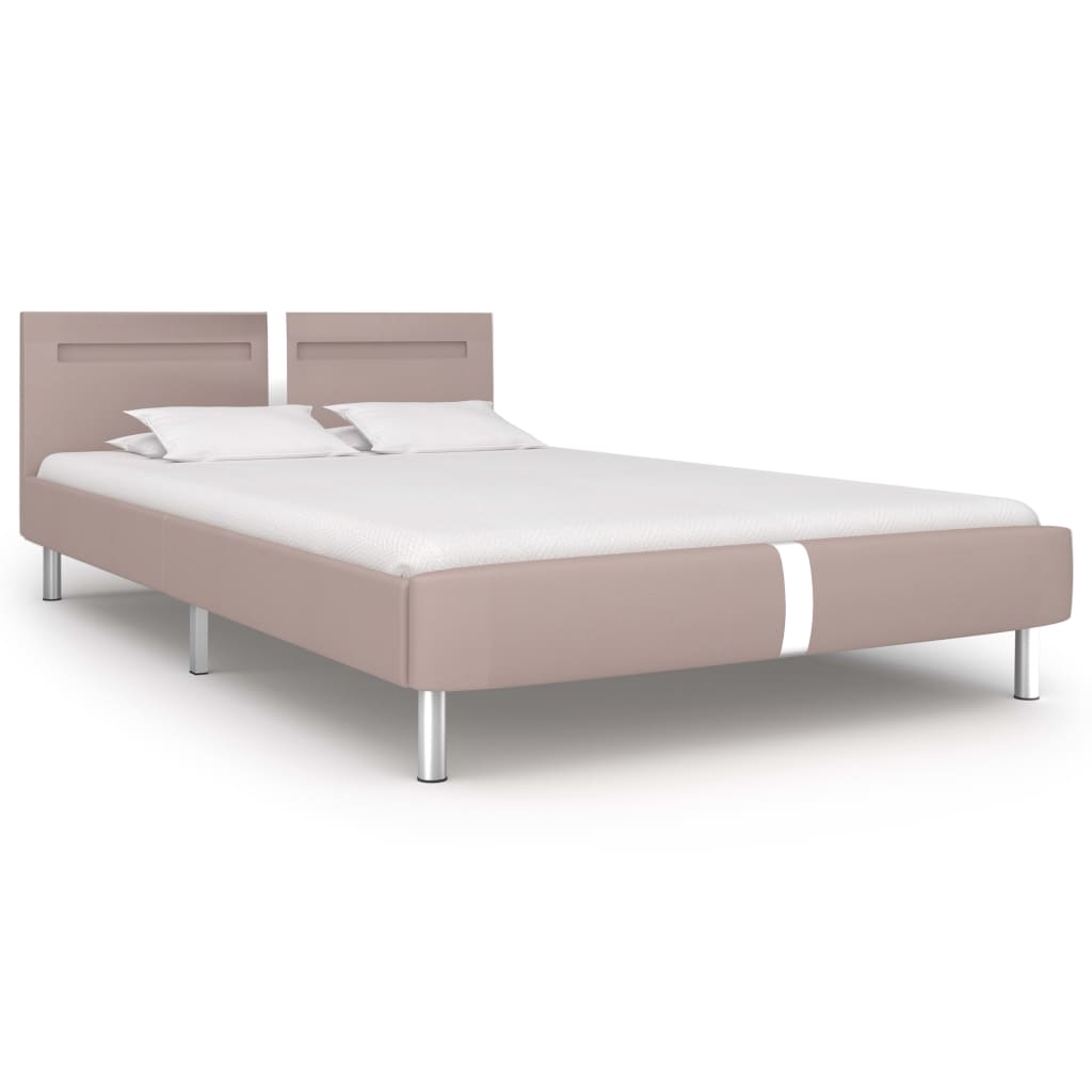Bedframe met LED kunstleer cappuccino 120x200 cm – afbeelding 2