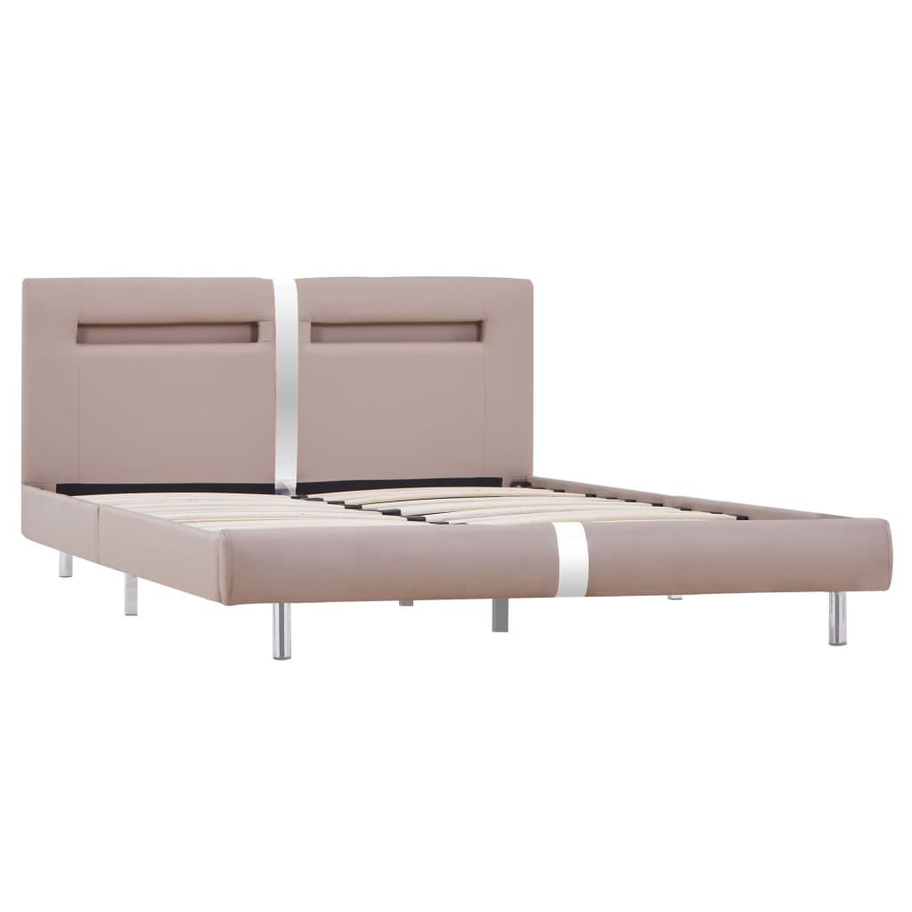 Bedframe met LED kunstleer cappuccino 120x200 cm – afbeelding 3