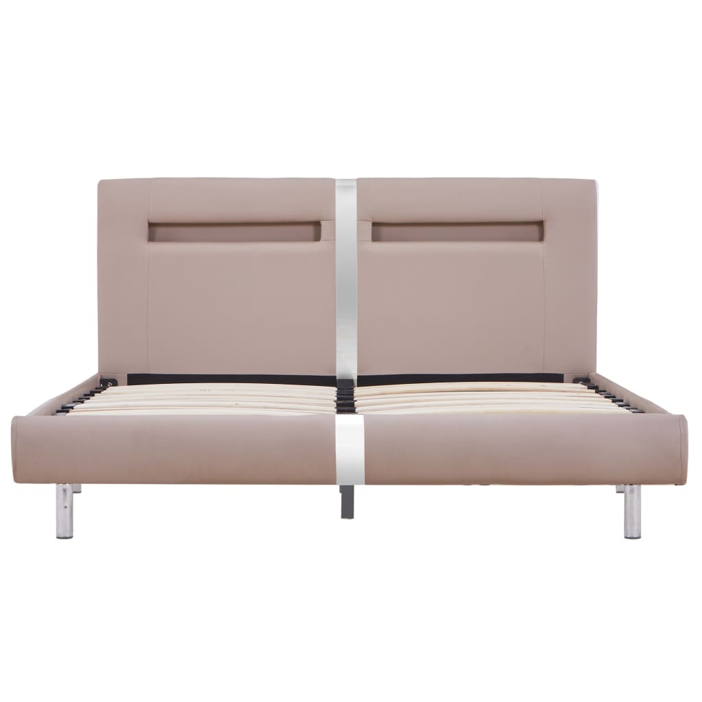 Bedframe met LED kunstleer cappuccino 120x200 cm – afbeelding 4