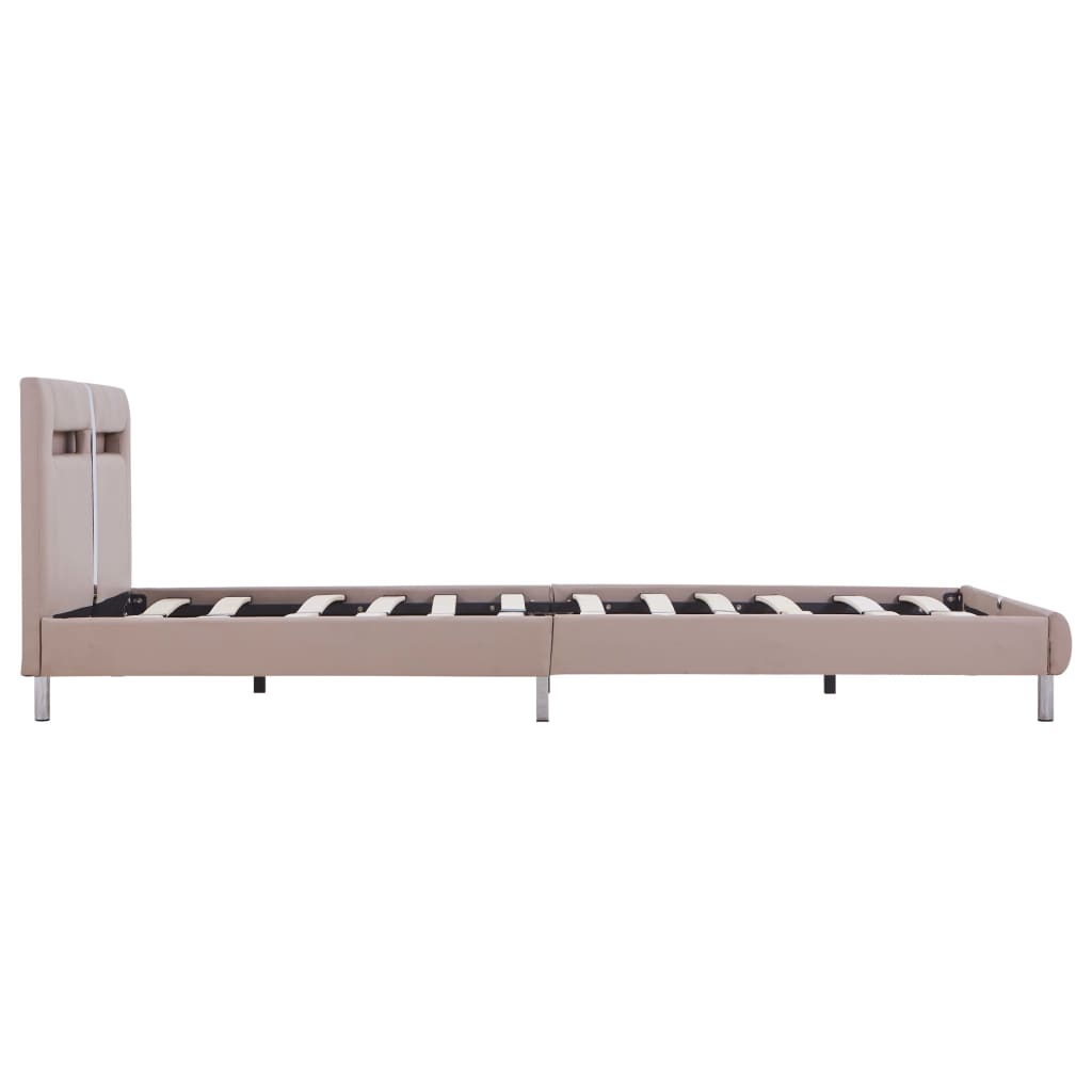 Bedframe met LED kunstleer cappuccino 120x200 cm – afbeelding 5