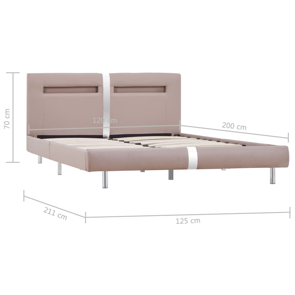 Bedframe met LED kunstleer cappuccino 120x200 cm – afbeelding 8