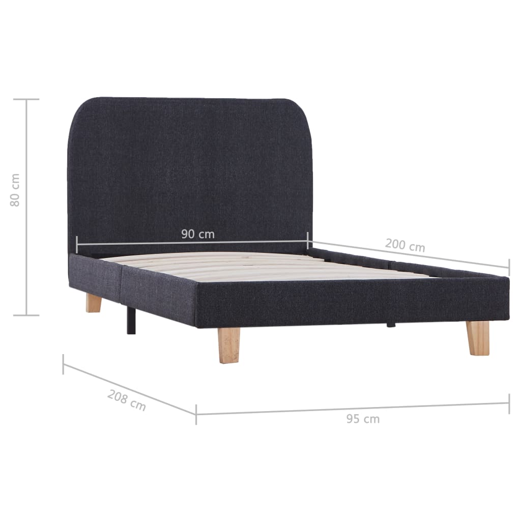 Bedframe stof donkergrijs 90x200 cm – afbeelding 6