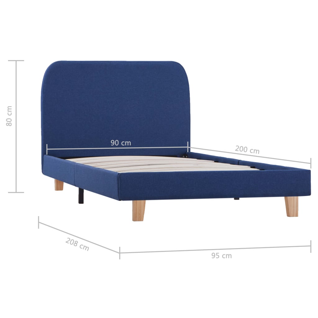 Bedframe stof blauw 90x200 cm – afbeelding 6