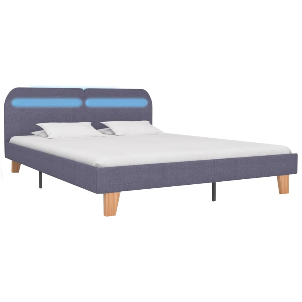 Bedframe met LED stof lichtgrijs 160x200 cm – afbeelding 2