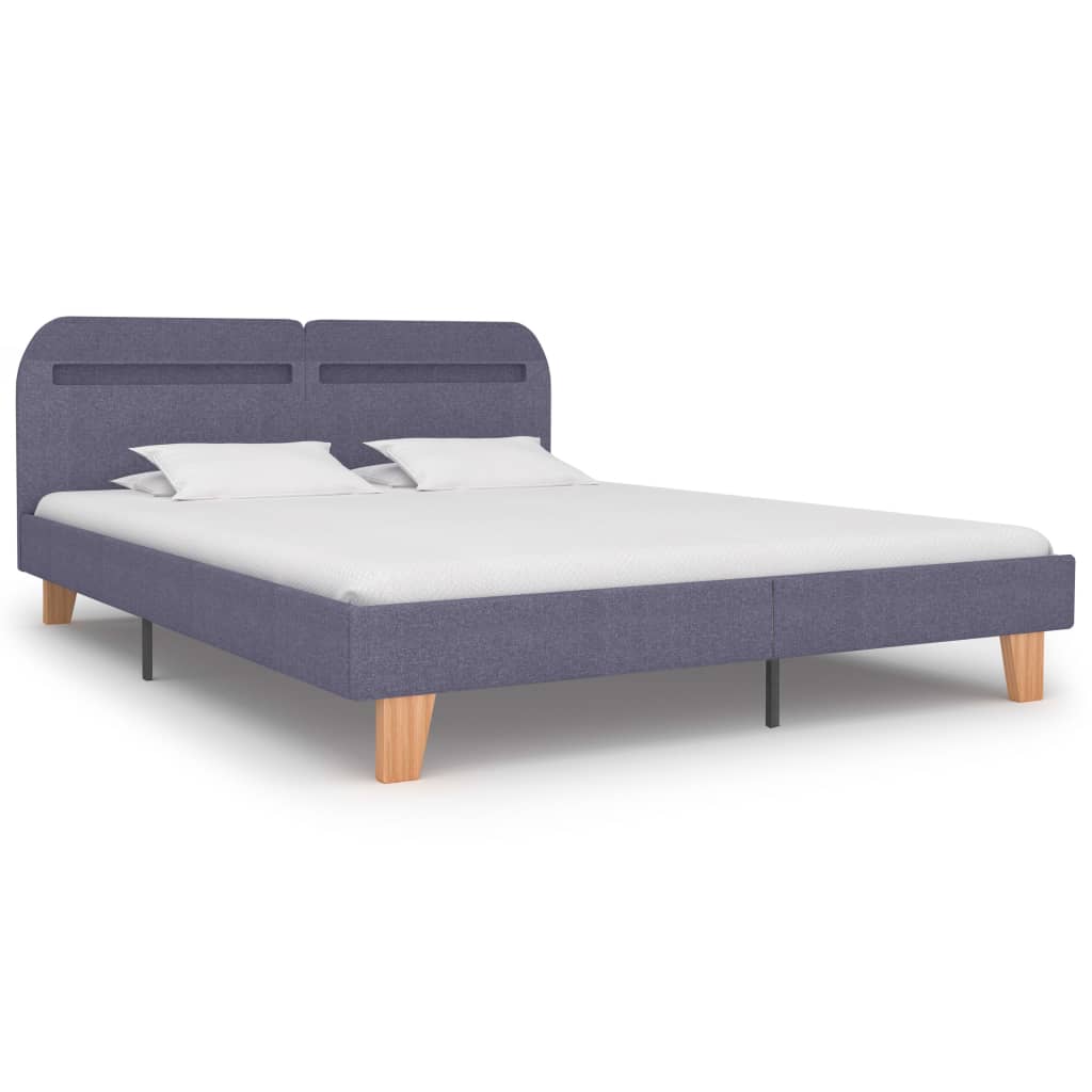 Bedframe met LED stof lichtgrijs 160x200 cm – afbeelding 3