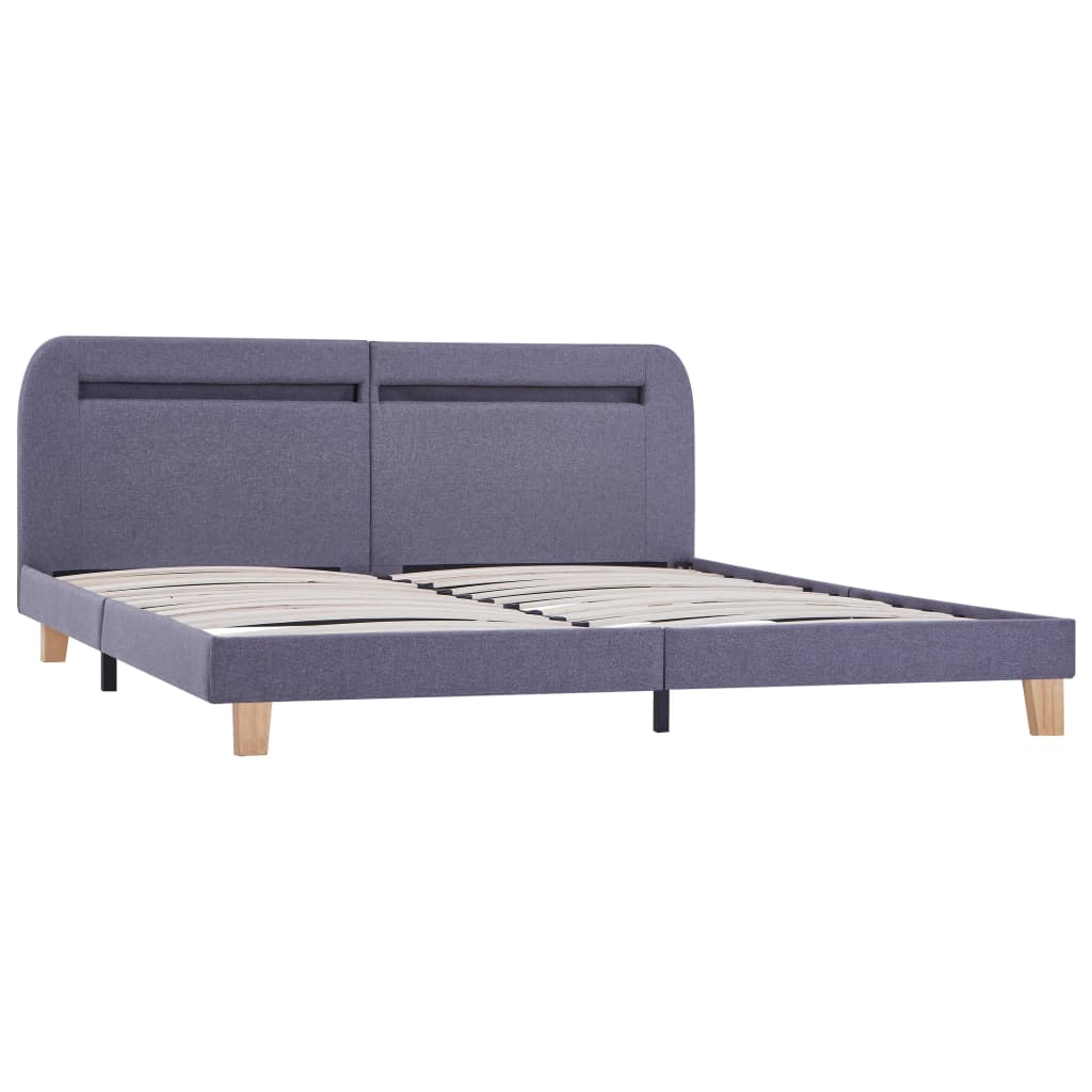 Bedframe met LED stof lichtgrijs 160x200 cm – afbeelding 4