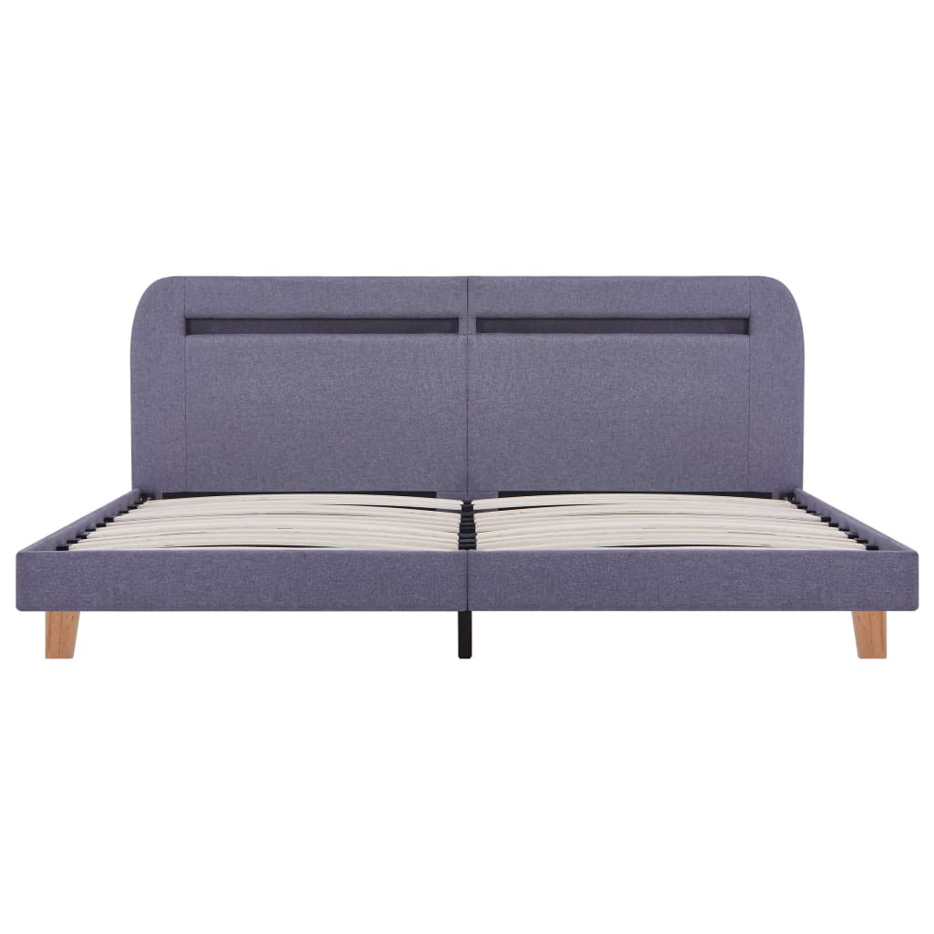 Bedframe met LED stof lichtgrijs 160x200 cm – afbeelding 5