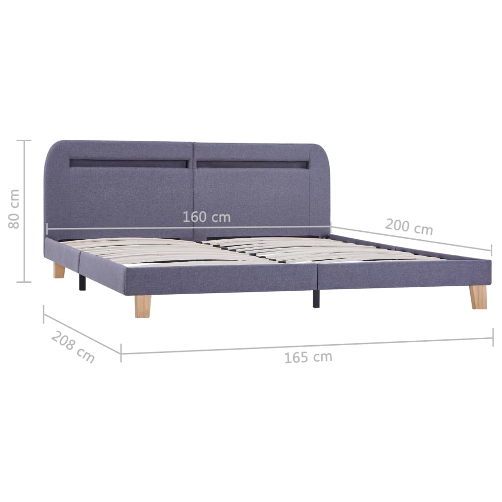 Bedframe met LED stof lichtgrijs 160x200 cm – afbeelding 9
