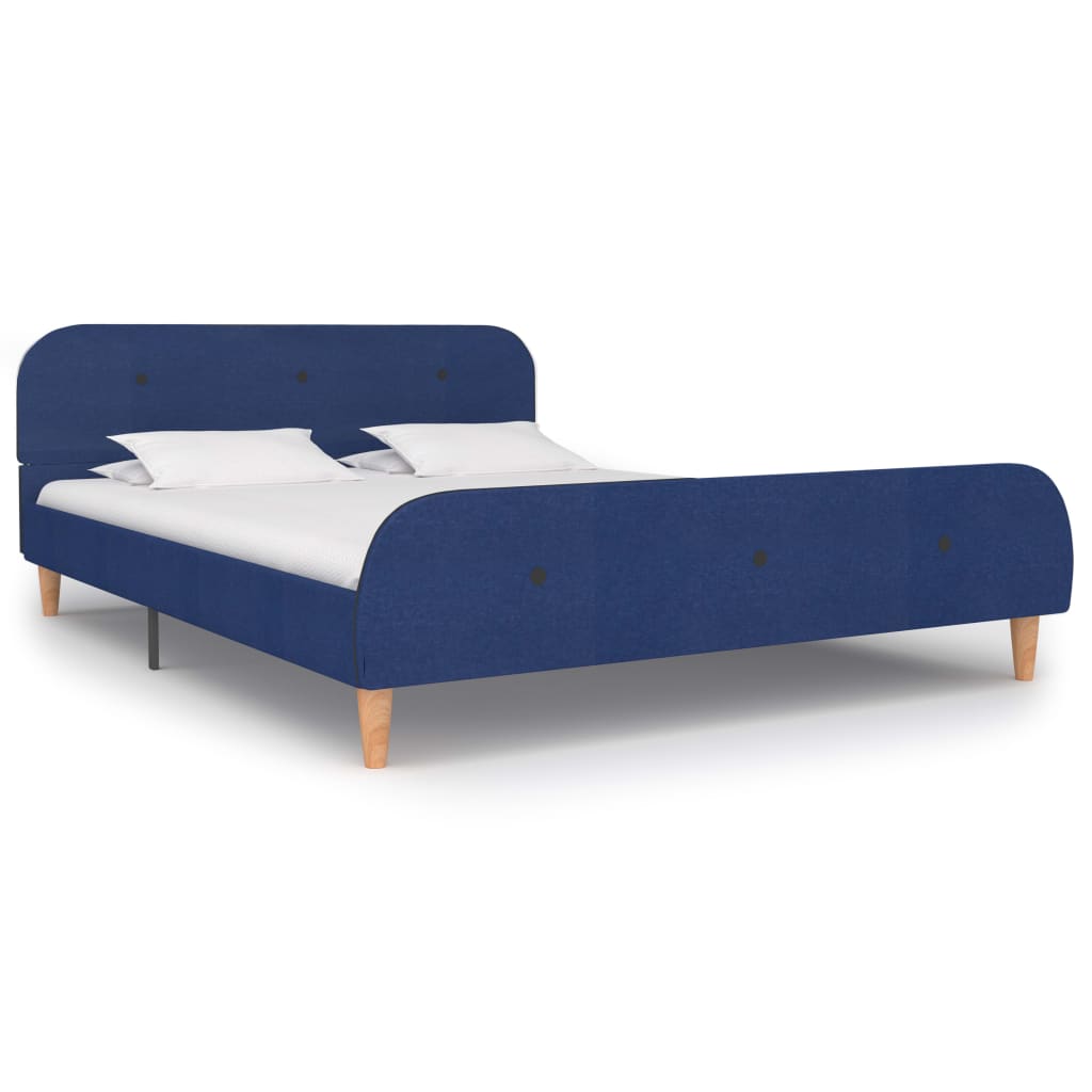 Bedframe stof blauw 140x200 cm – afbeelding 1
