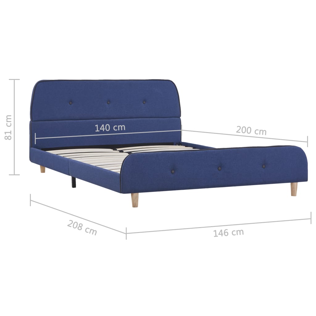 Bedframe stof blauw 140x200 cm – afbeelding 6