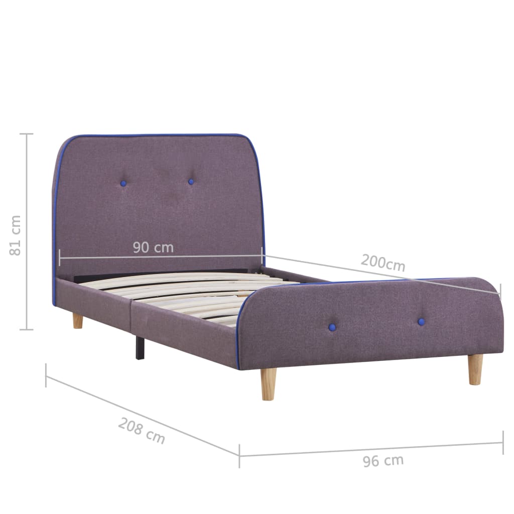 Bedframe stof taupe 90x200 cm – afbeelding 6